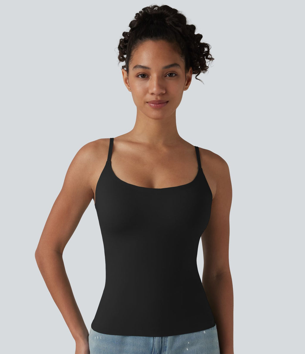 Débardeur décontracté à col rond et soutien-gorge intégré, bonnets BE