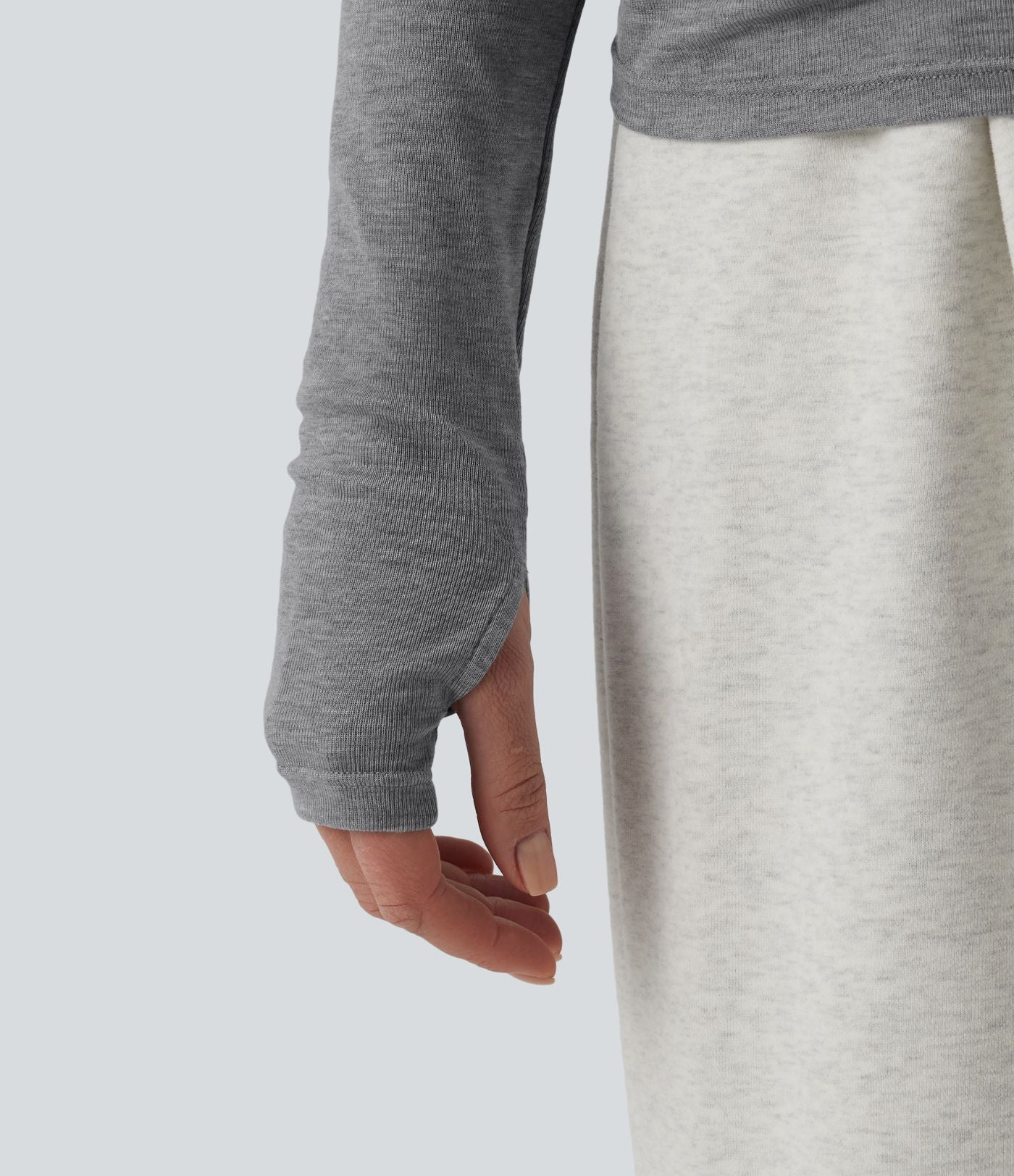 T-shirt décontracté asymétrique en mélange de laine à une épaule et manches longues