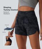 Short de running 2 en 1 Halara UltraSculpt™ gainant imprimé camouflage, taille haute, ourlet incurvé, 10 cm, avec poche