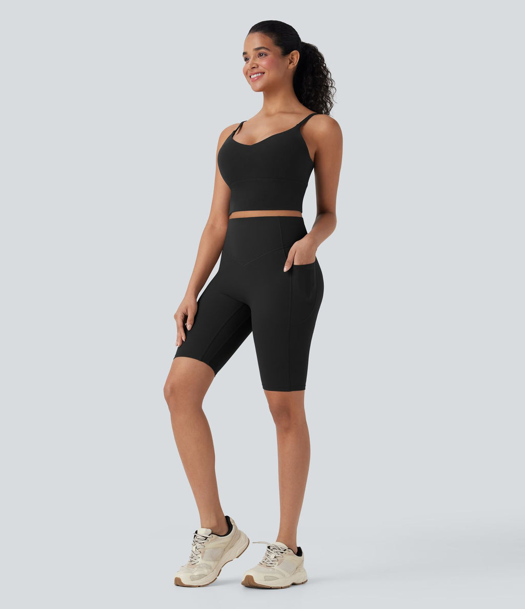 Short cycliste 12,5 cm d'entraînement gainant taille haute avec poches Halara UltraSculpt™
