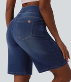 Halara Flex™ Bermuda casual en jean taille haute avec poches