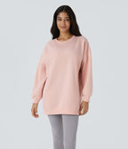 Sweat-shirt décontracté en polaire, col rond, manches longues, poches latérales, coupe oversize