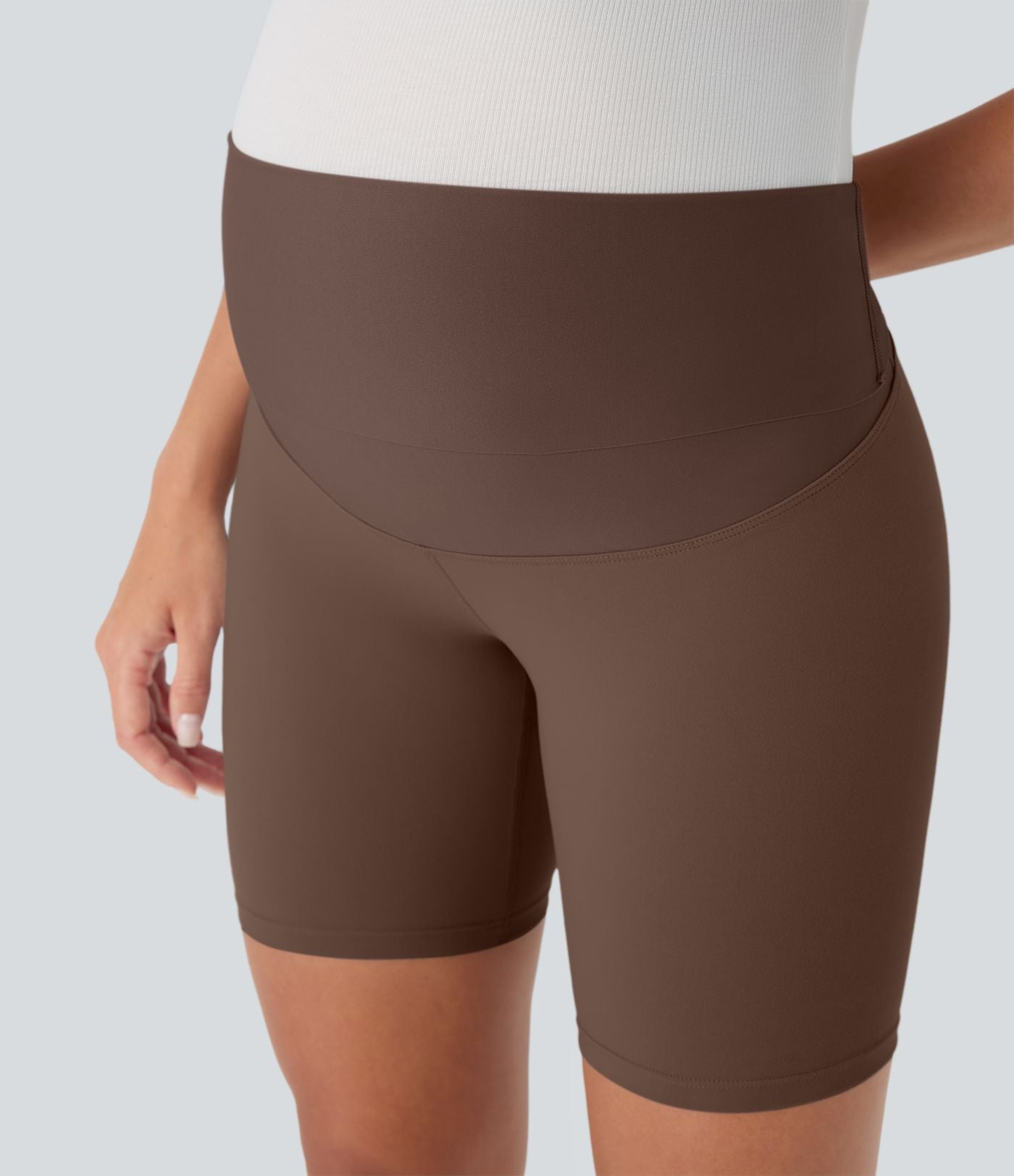 Short cycliste de yoga de maternité Softlyzero™ à taille super haute 17,5 cm-UPF50+