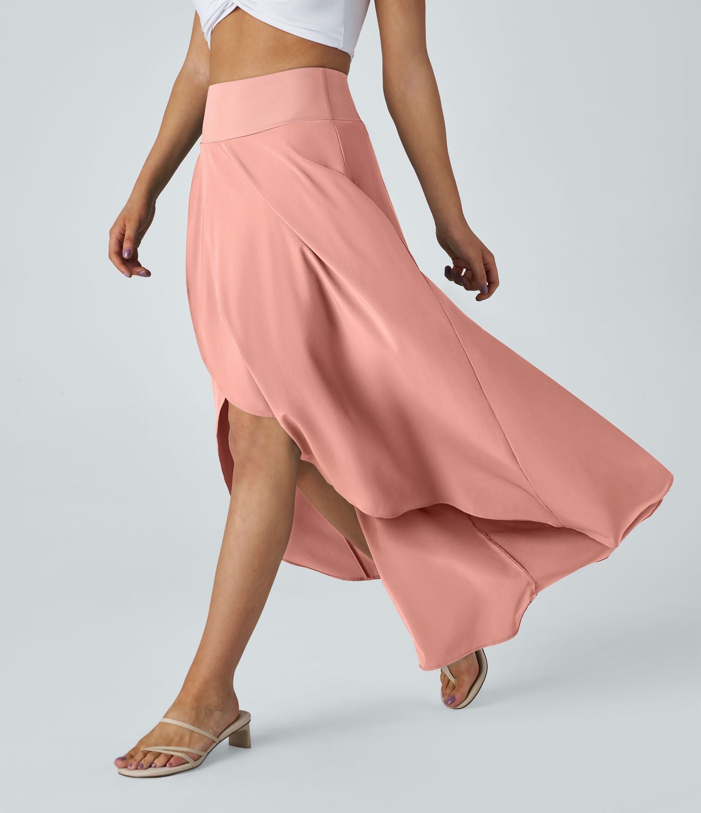 Jupe Longue Casual Breezeful™ Taille Haute à Volants 2en1 Fluide Sèchement Rapide Quotidien Maxi