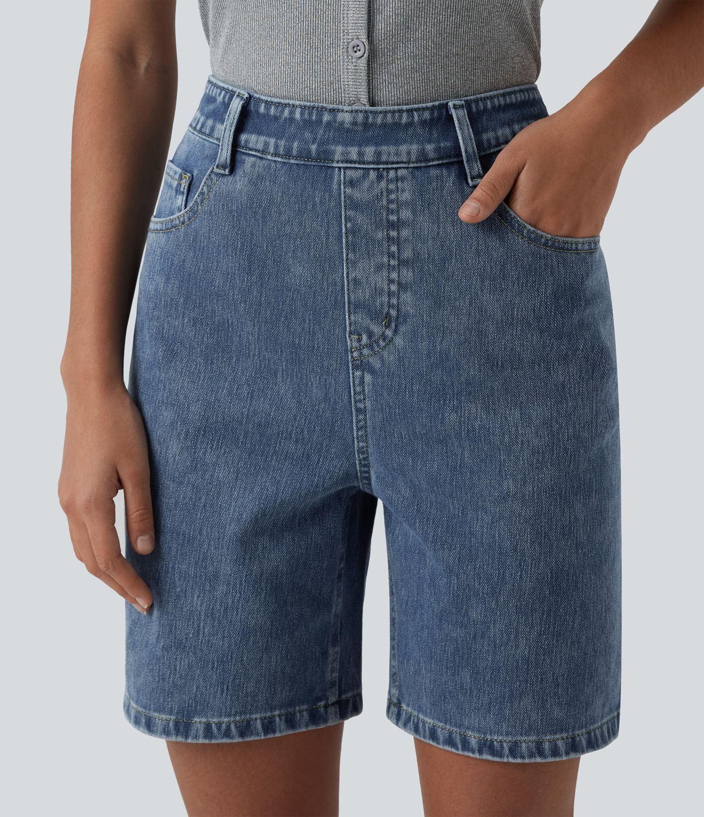 Short en jean Halara Flex™ taille haute décontracté 17,5 cm avec poches