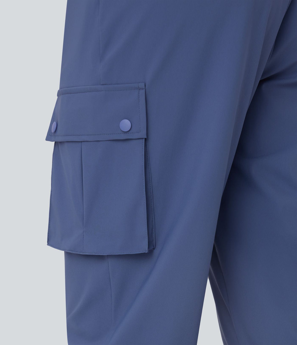Pantacourt cargo de danse à taille haute avec cordon à séchage rapide avec poches