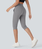 Pantalon corsaire jogging de yoga Softlyzero™ moelleux, taille haute à cordon avec poches latérales