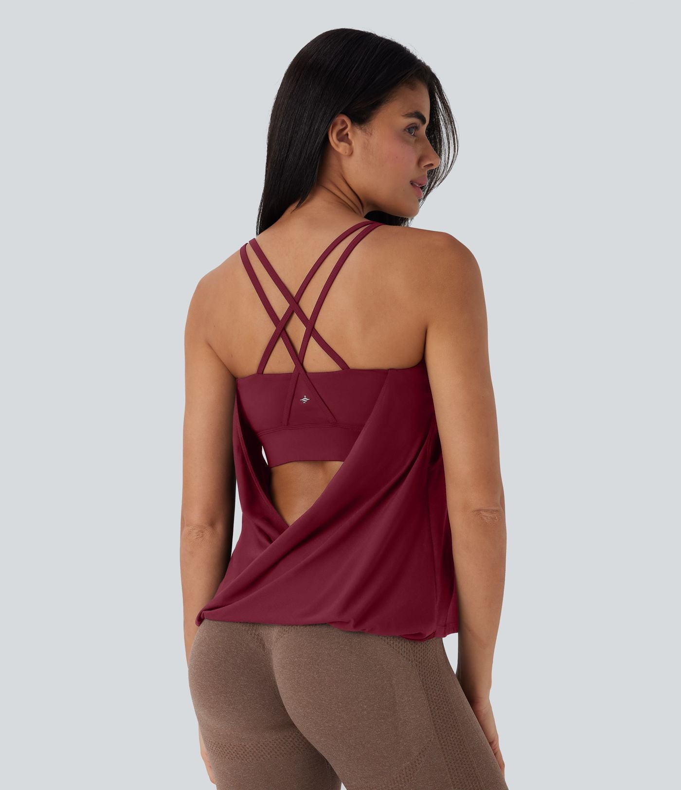 Débardeur de yoga plissé à double bretelles séchage rapide E-G