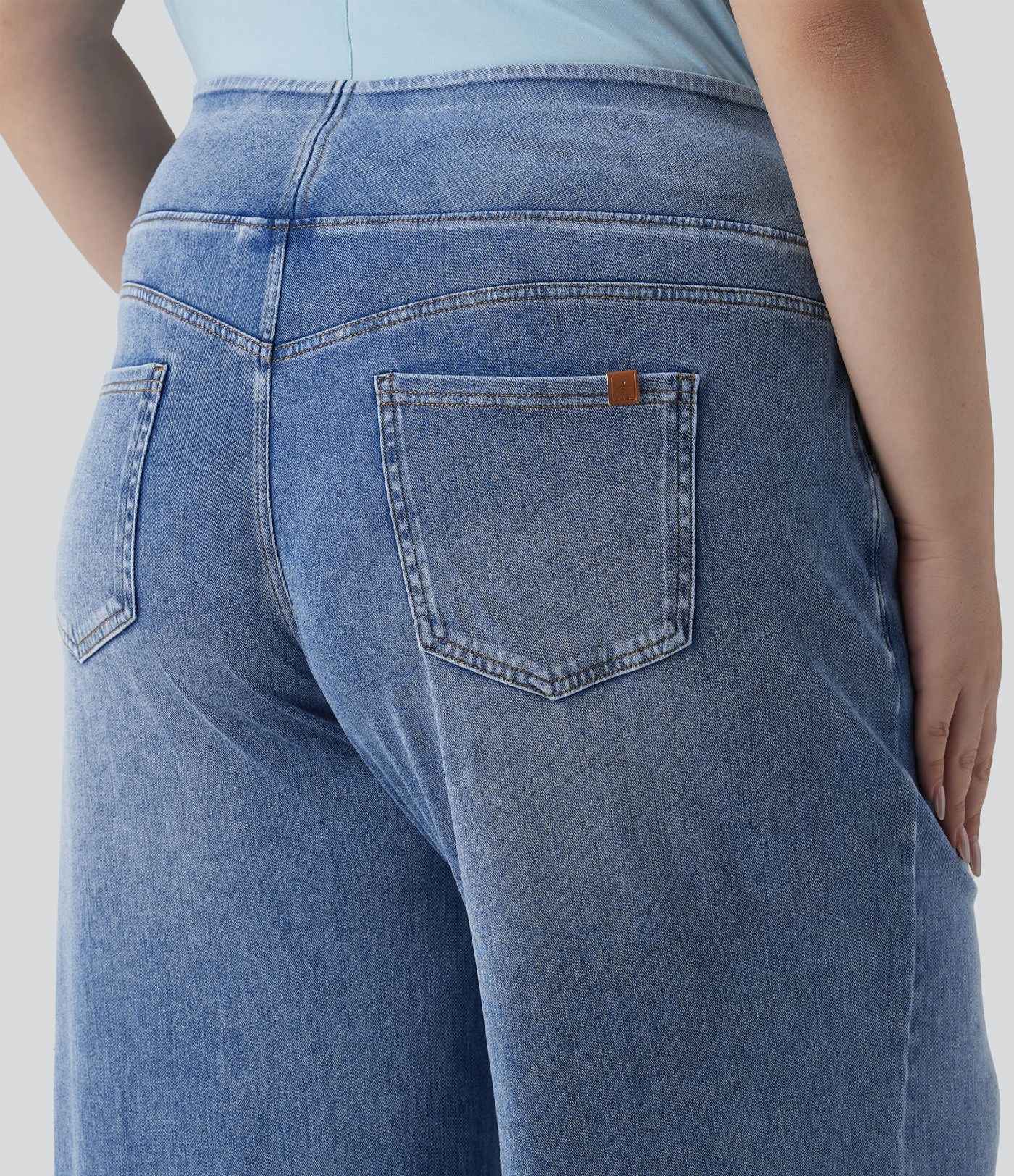 Halara Flex™ Jean large décontracté grande taille taille mi-haute en lyocell lavé avec poches