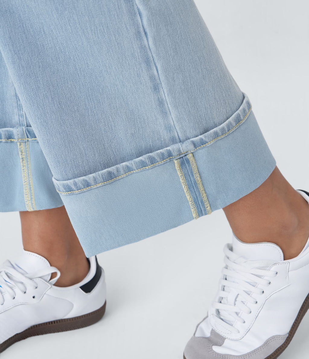 Halara Flex™ Jean Larges Taille Haute Ourlet Roulotté Multiples Poches