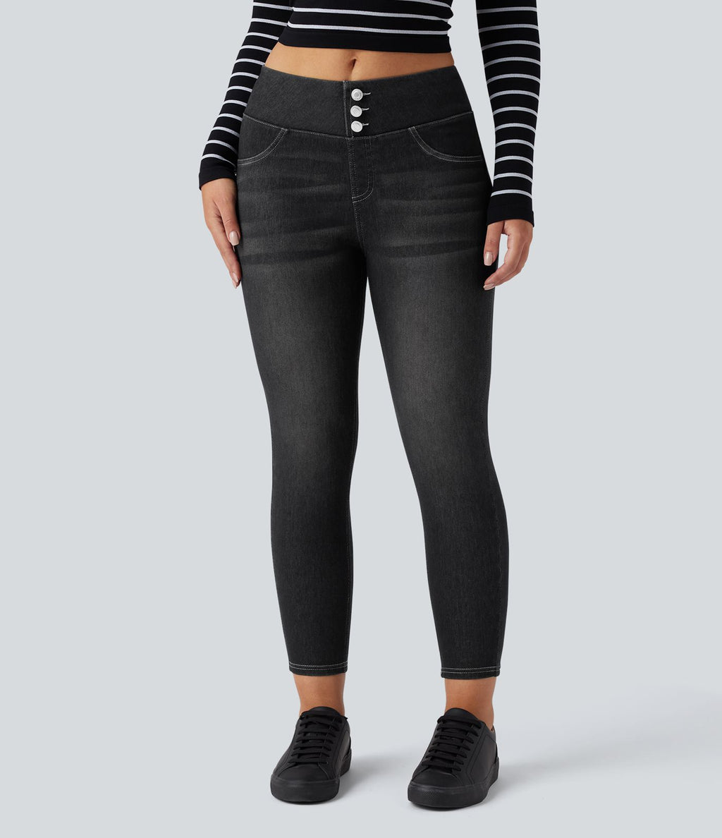 Halara Flex™ Denim Heat Legging denim casual 7/8 taille haute avec poches