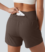 Short de yoga SoftlyZero™ Airy croisé taille haute 2-en-1 effet frais InstantCool 12,5 cm avec poches