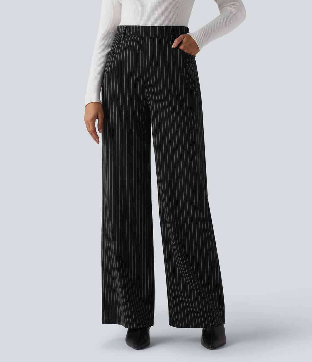 Pantalon de travail Halara Flex™ large taille haute à rayures et effet frais InstantCool avec poches