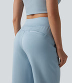 Pantalon Capri décontracté à taille haute, coupe droite, cordon de serrage et poches