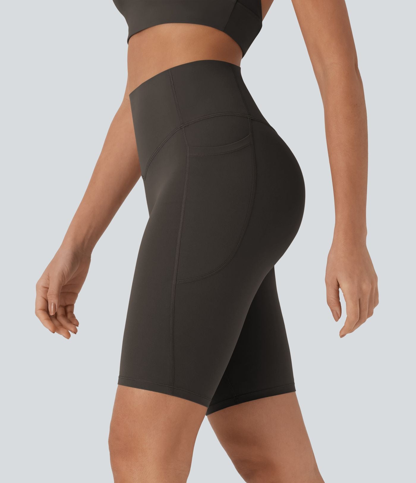 Short cycliste 22,8 cm d'entraînement gainant taille haute avec poches Halara UltraSculpt™