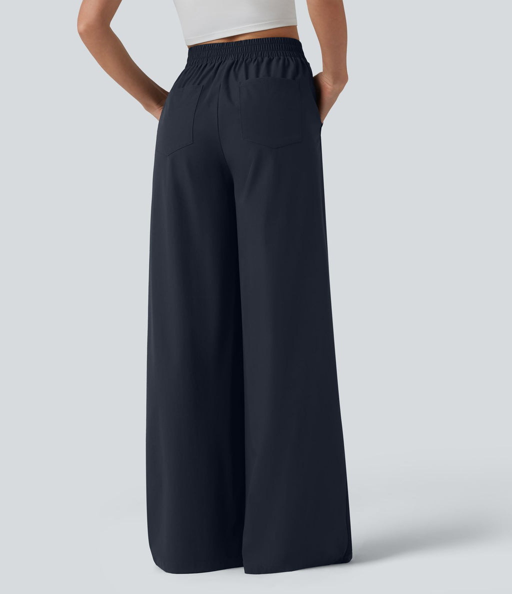 Pantalon large taille haute avec poches