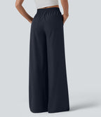 Pantalon large taille haute avec poches