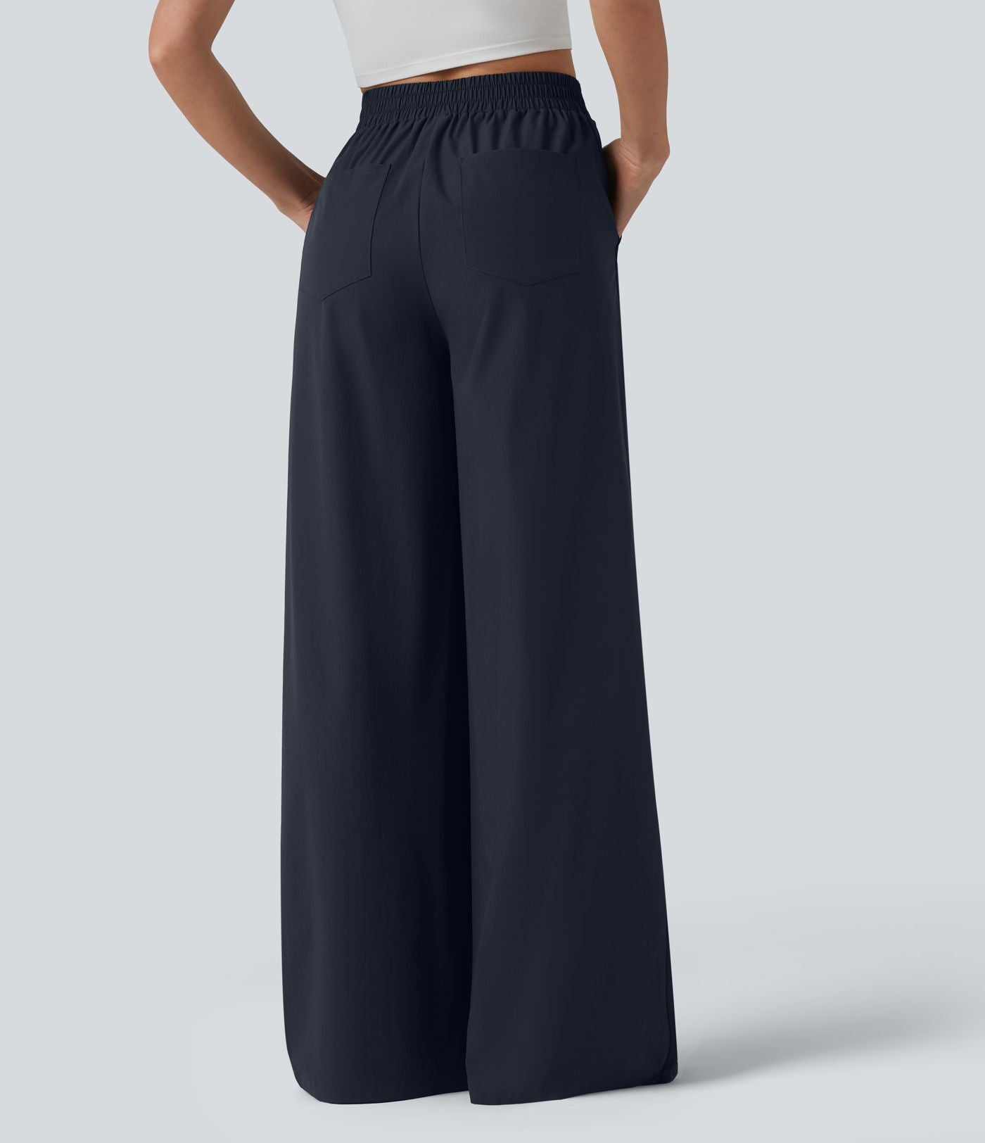 Pantalon large taille haute avec poches