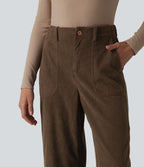 Halara Flex™ Pantalon tailleur velours côtelé taille haute coupe tonneau avec poches