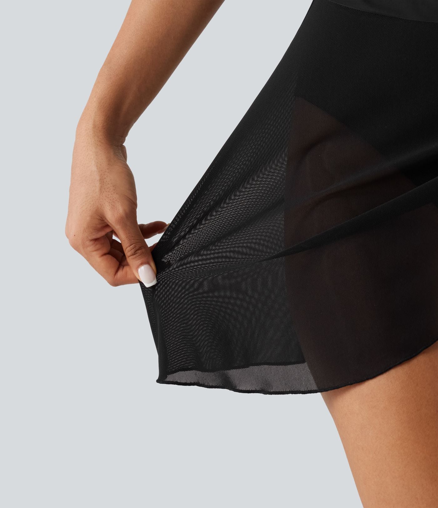 Robe de bain 2-en-1 gainante col V croisé avec fronces, ourlet asymétrique noué, mesh contrasté et brassière intégrée