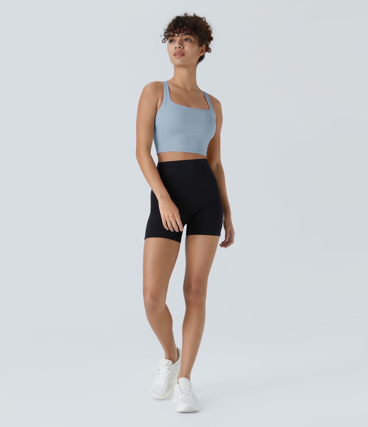 Débardeur yoga court SoftlyZero™ Airy col carré dos nu bretelles croisées effet frais InstantCool, bonnets A-C, protection solaire UPF50+