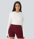 Softlyzero™ Plush Top Sport de Golf Court à Manches Longues avec Trou pour Pouce et Demi-Zip