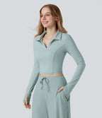Top de sport tennis SoftlyZero™ Plush court col polo manches longues avec trous pouces