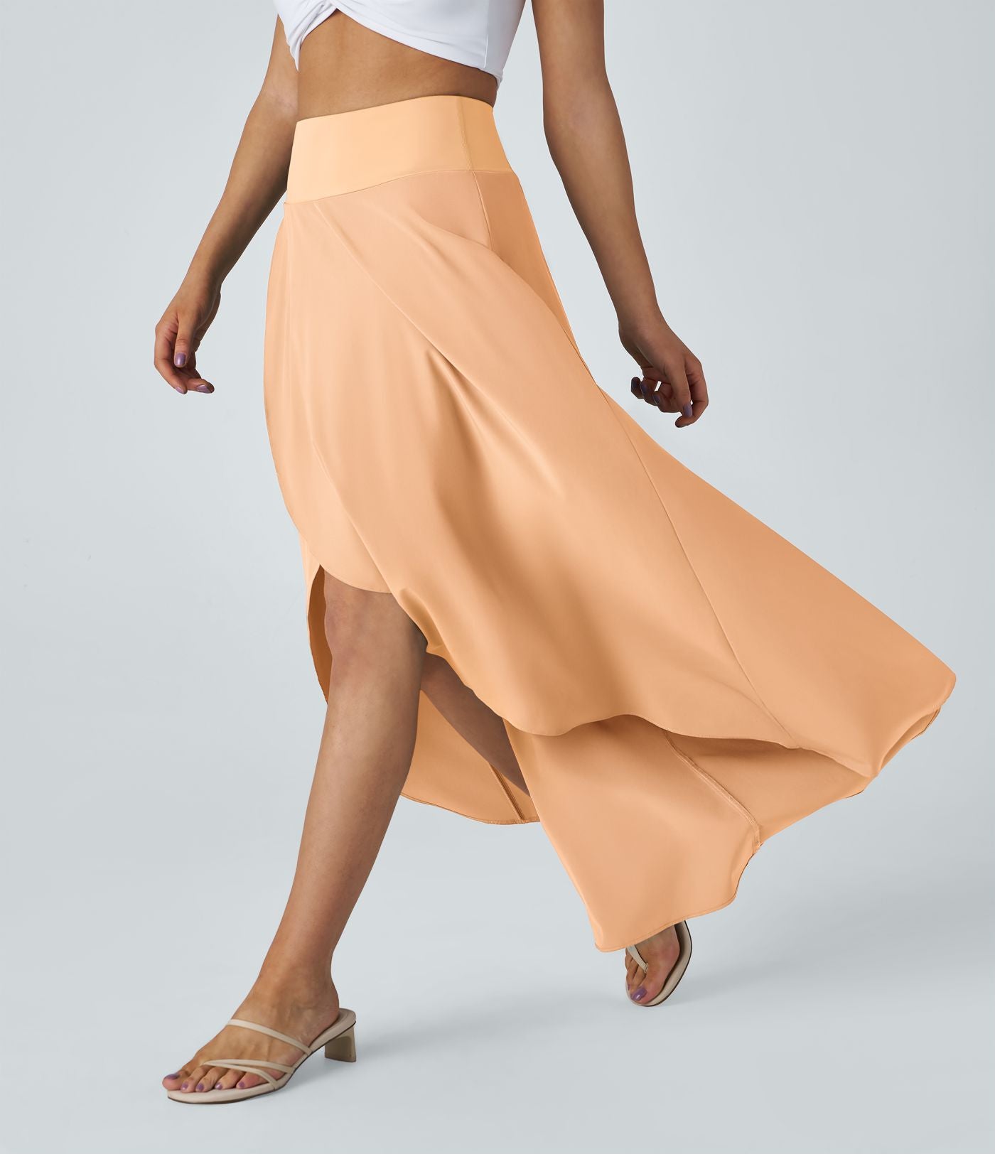 Jupe Longue Casual Breezeful™ Taille Haute à Volants 2en1 Fluide Sèchement Rapide Quotidien Maxi