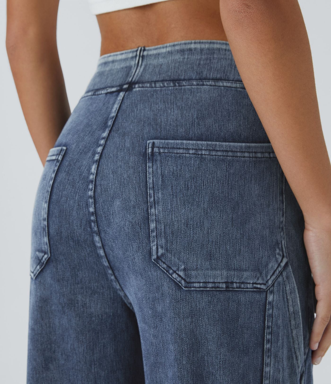 Halara Flex™ Taille Mi-Haute Multiples Poches Jambe Droite Jean Cargo Décontracté Extensible