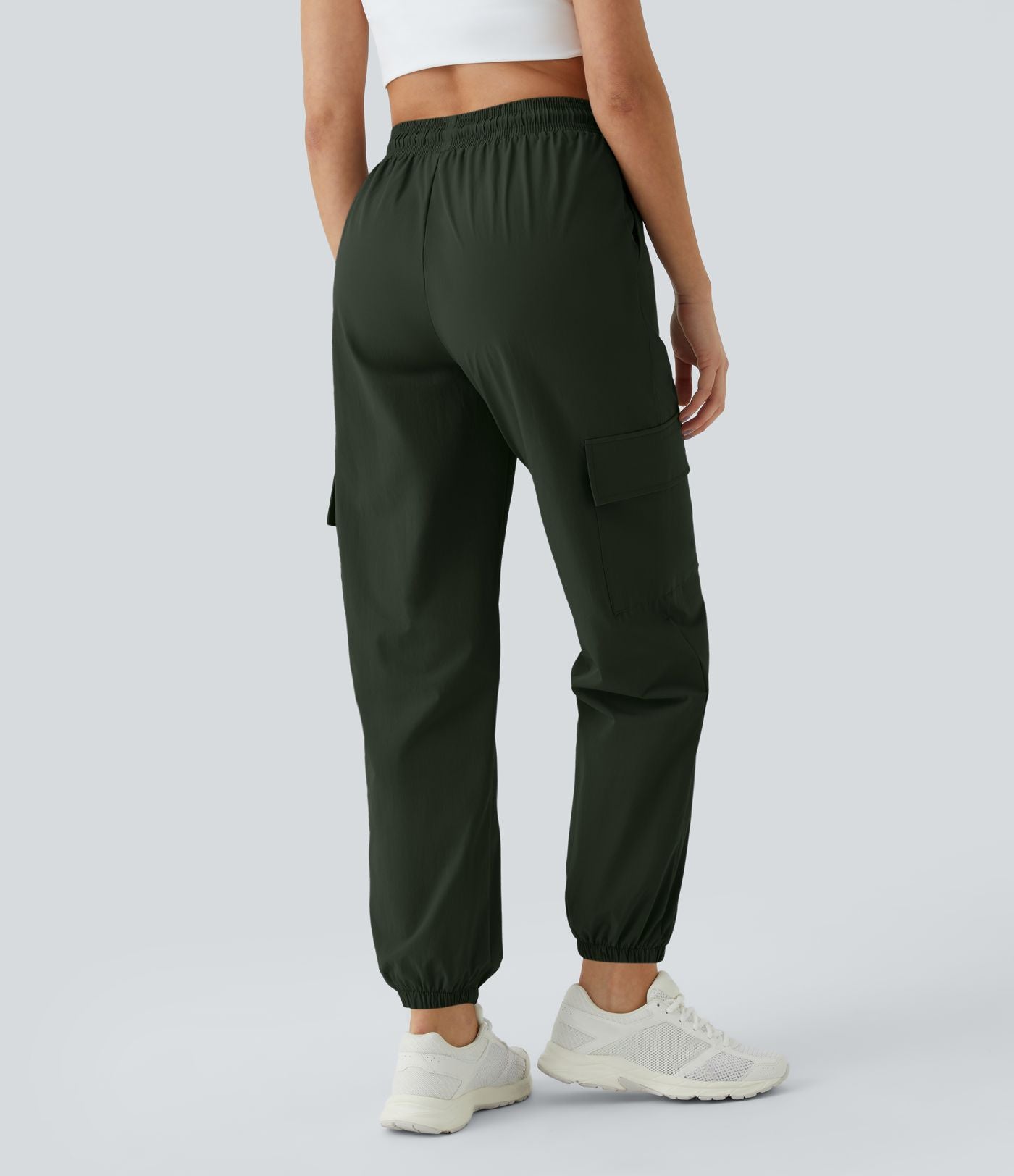 Jogging Cargo Casual à Taille Mi-Haute Cordon de Serrage et Poches Latérales