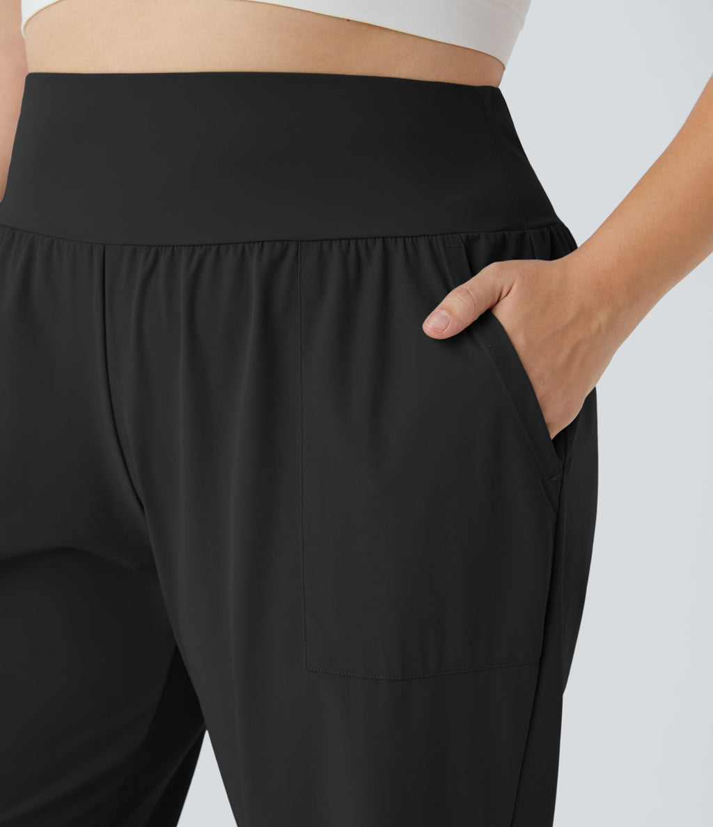 Jogging Yoga Grande Taille Taille Haute avec Poches Latérales Unies