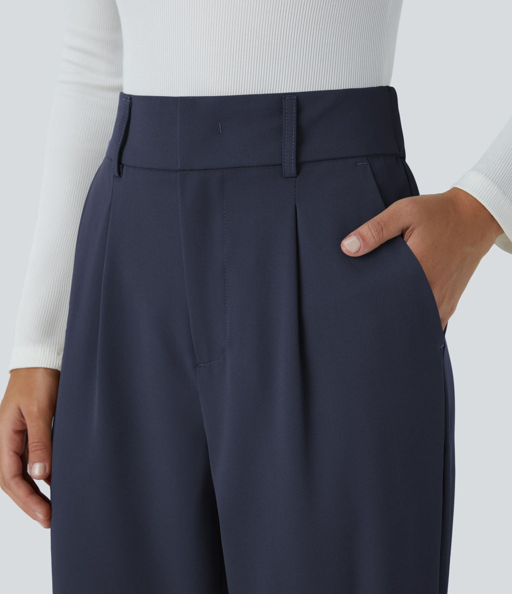 Pantalon tailleur Halara Flex™ fuselé uni, taille haute, avec poches