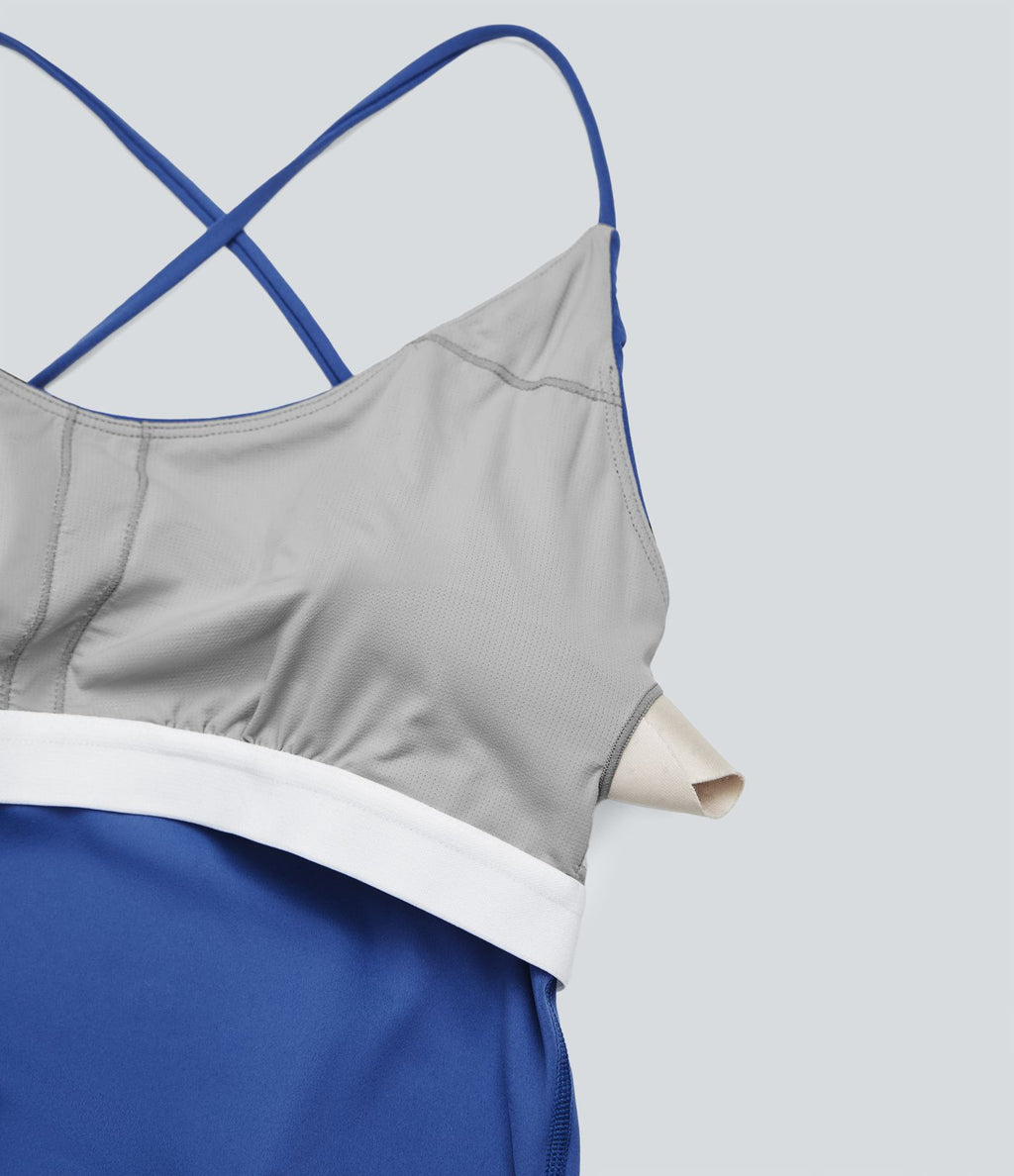 Combinaison de yoga moulante SoftlyZero™ sans manches dos nu à bretelles croisées