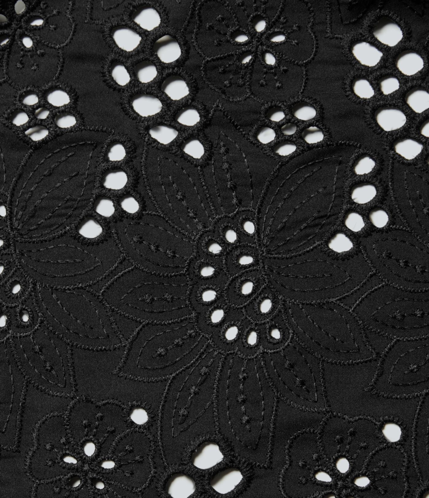 Robe midi de villégiature sans manches col rond à broderie anglaise, avec poches