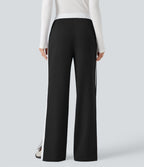 Pantalon de travail coupe droite taille moyenne color block avec fente avec poches