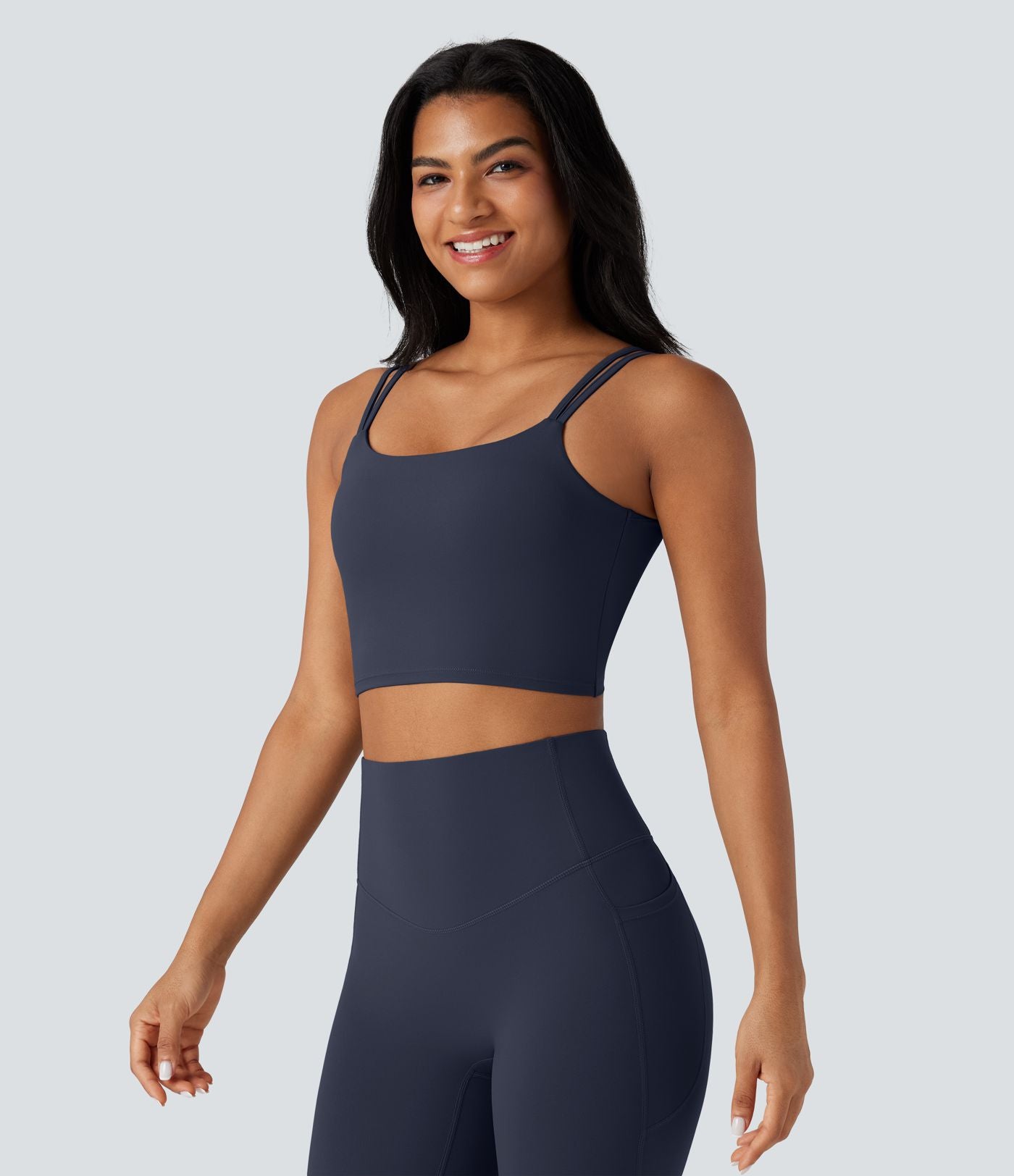 Débardeur yoga court Halara UltraSculpt™ double bretelles torsadé dos nu