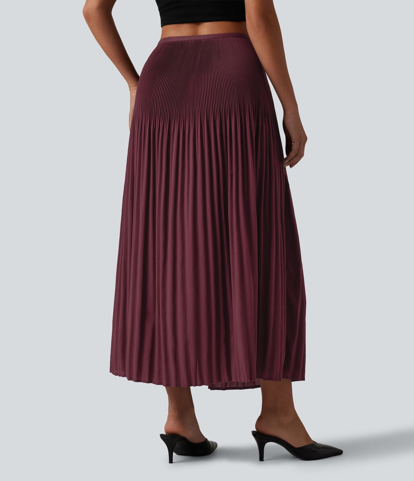 Jupe midi casual plissée taille haute