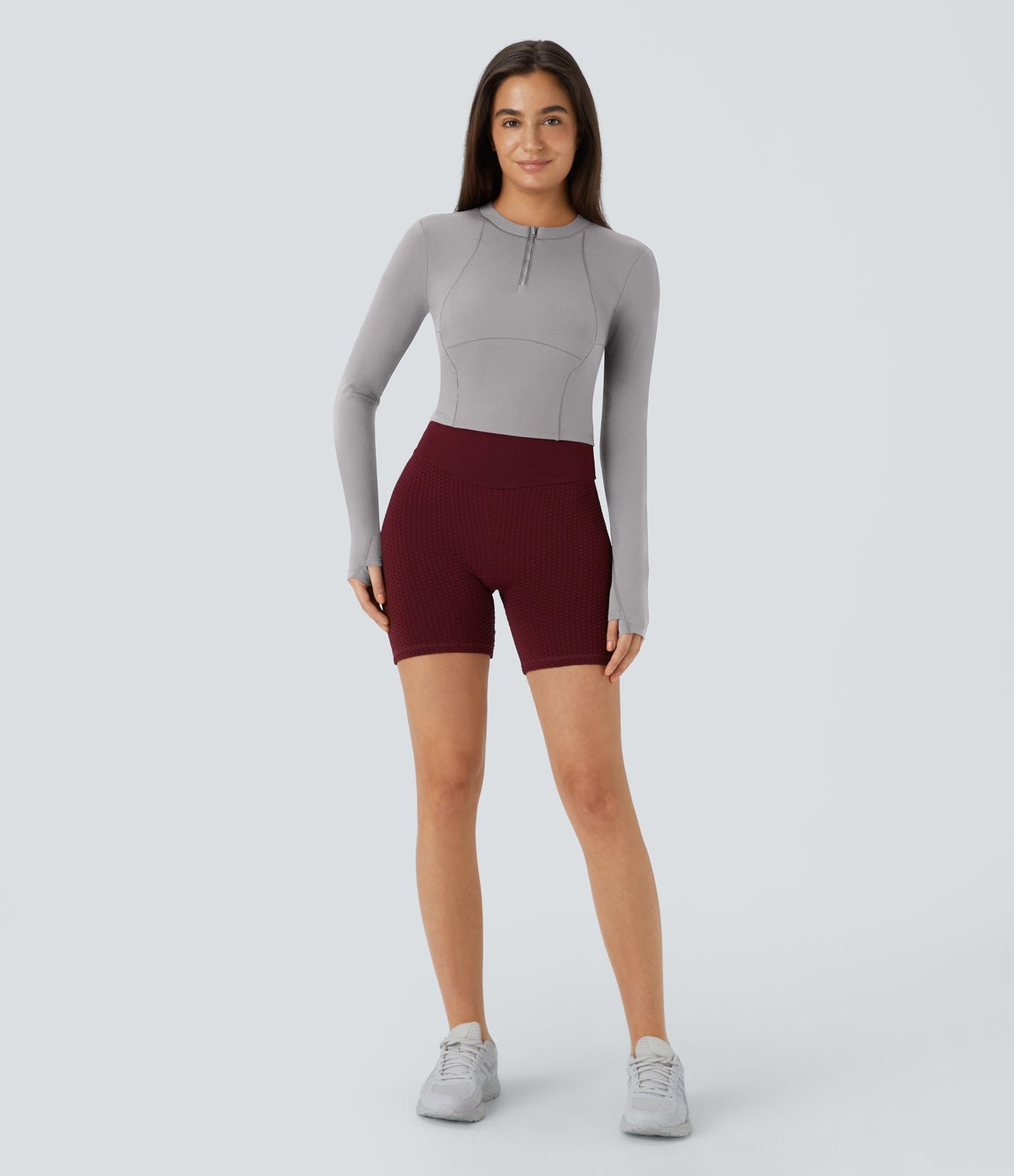 Softlyzero™ Plush Top Sport de Golf Court à Manches Longues avec Trou pour Pouce et Demi-Zip