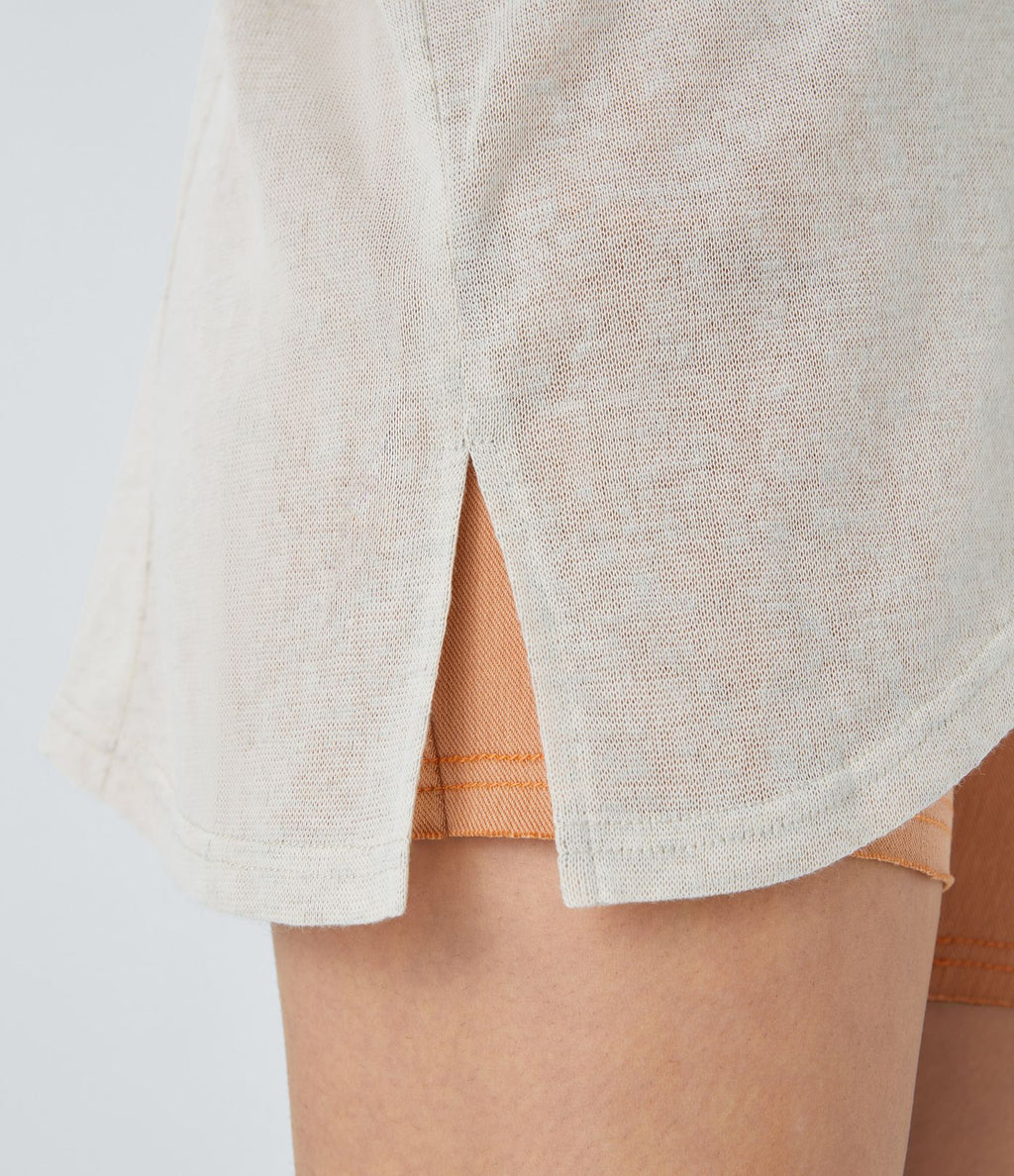 Top Casual Oversize Asymétrique Ourlet Fendu Transparent