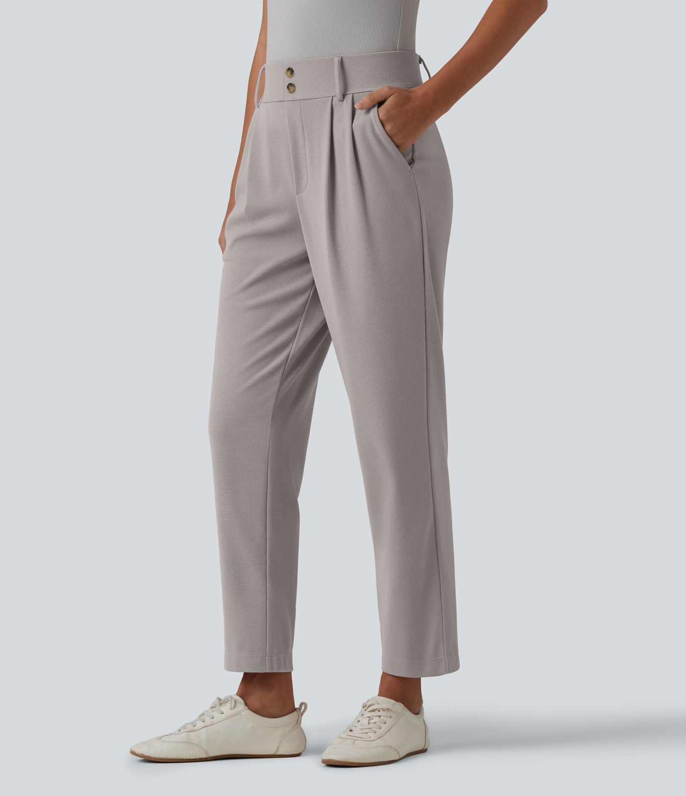 Halara Flex™ Pantalon tailleur fuselé taille haute en tissu gaufré avec poches