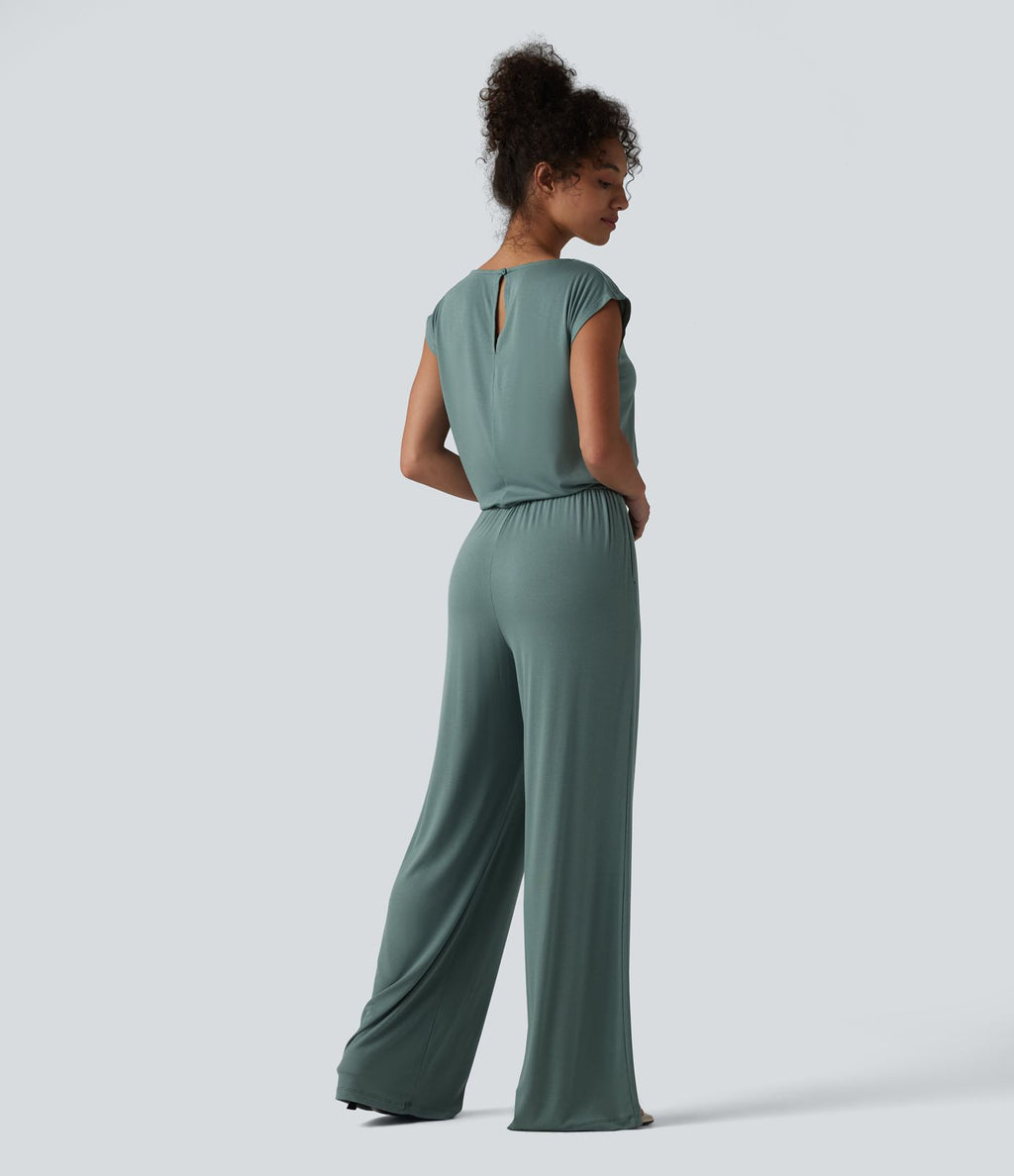 Combinaison casual sans manches col V cordon de serrage avec poches - Easy Peasy