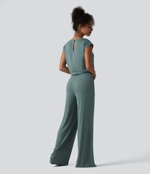 Combinaison casual sans manches col V cordon de serrage avec poches - Easy Peasy