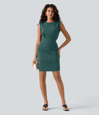 Robe mini moulante soirée col rond sans manches froncée effet frais InstantCool SoftlyZero™ Airy