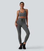 Halara UltraSculpt™ Legging de yoga taille haute jacquard à rayures avec cordon de serrage et poches