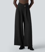 Pantalon tailleur SpacerTek™ taille super haute, jambe large croisée