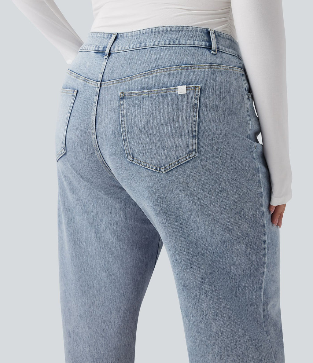 Halara Flex™ Jean casual grande taille jambe droite taille haute avec poches