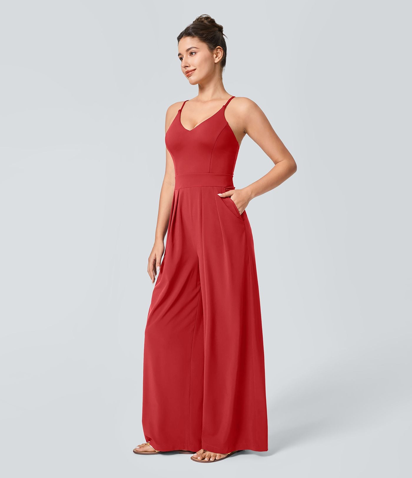 Breezeful™ Combinaison Dos Nu Poche Zippée Invisible Sur le Côté Jambe Large Séchage Rapide