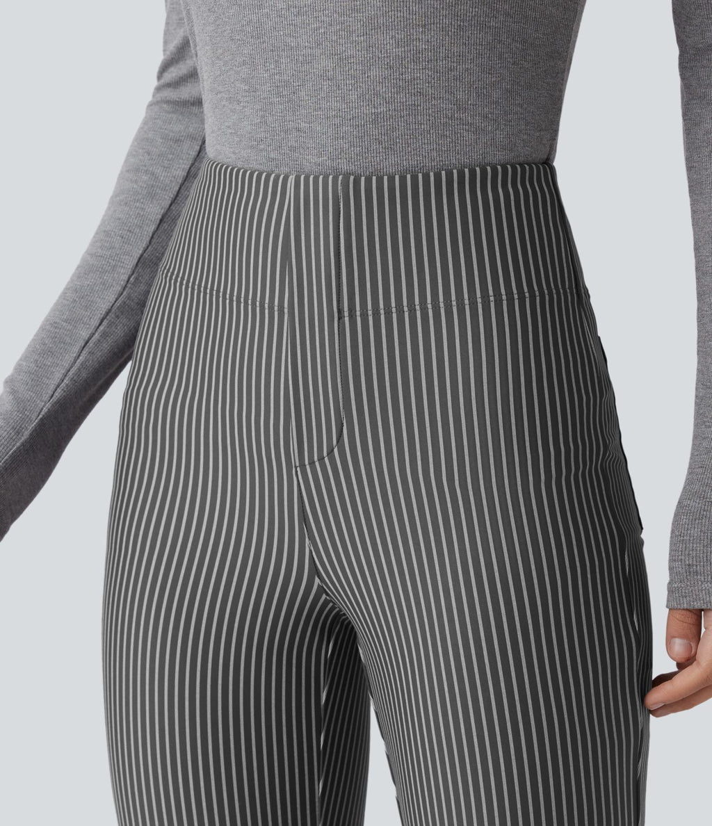 Pantalon de travail Halara Flex™ évasé à rayures, taille haute, avec poches