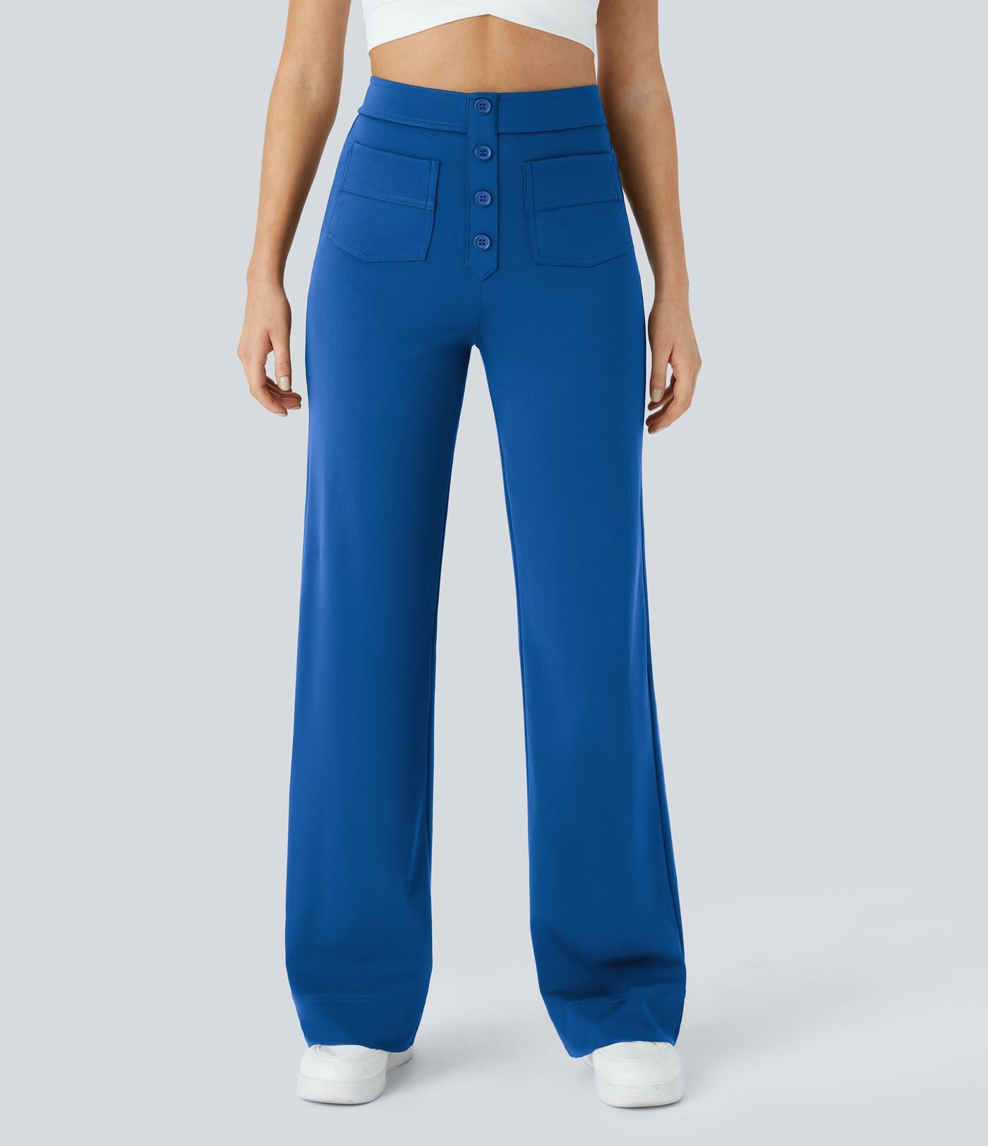 Pantalon taille haute coupe droite DayStretch avec poches