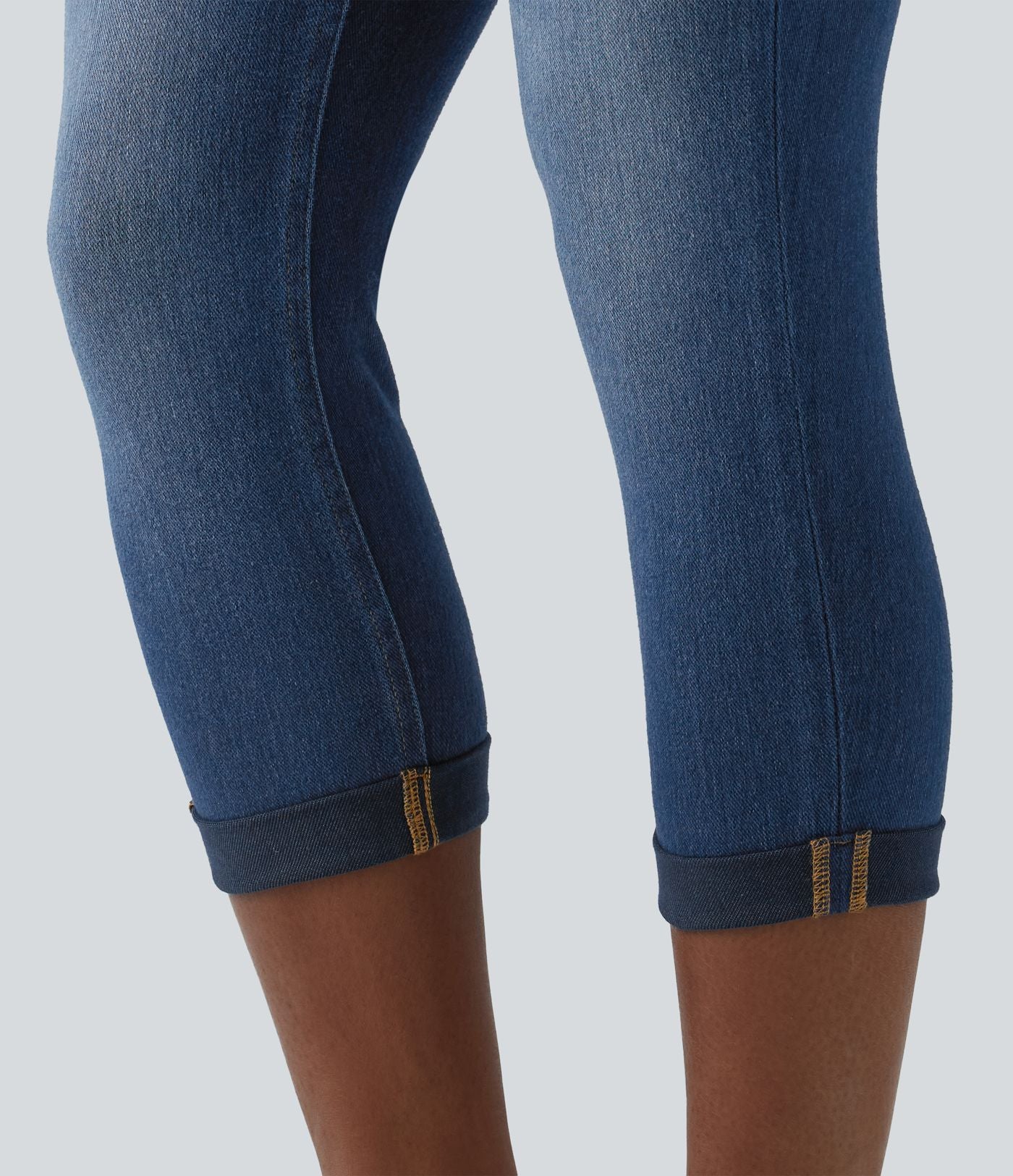 Jean capri skinny Halara Flex™ taille haute décontracté à ourlet roulotté avec poches